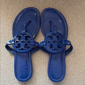 Tory Burch Royal Blue Patent Miller Thong Sandals - Size 8